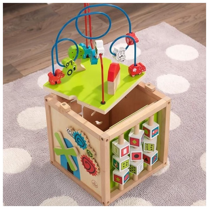 Cube d'éveil Labyrinthe en bois 27,2 x 26,7 x 46,9 cm