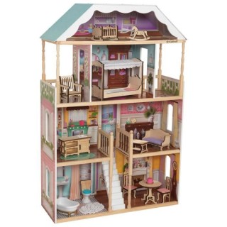 KIDKRAFT - Maison de Poupées en bois Charlotte avec EZ Kraft Assembly
