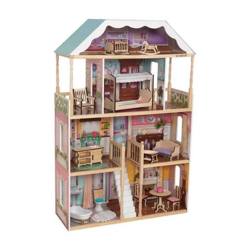 KIDKRAFT - Maison de Poupées en bois Charlotte avec EZ Kraft Assembly™