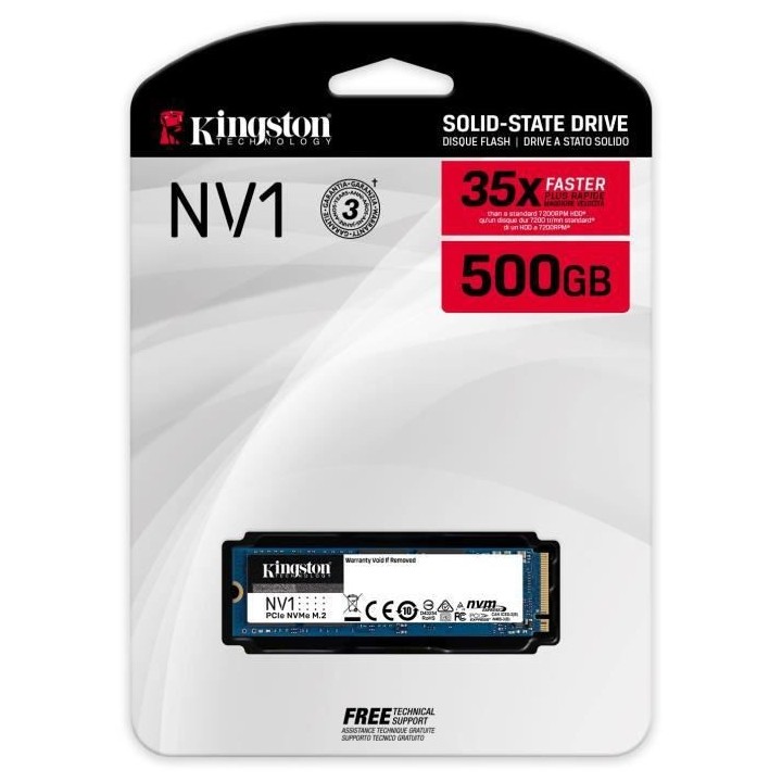 KINGSTON - SSD Interne - NV1 - 500Go - M.2 NVMe (SNVS/500G)