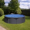 GRE - Kit Piscine hors sol acier grise anthracite ronde - Louco - Ø370 x H122 cm (Livrée avec filtre a sable + sable + échell