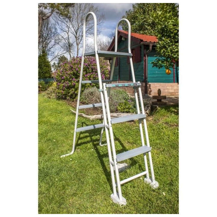 GRE - Kit Piscine hors sol acier grise anthracite ronde - Louco - Ø37