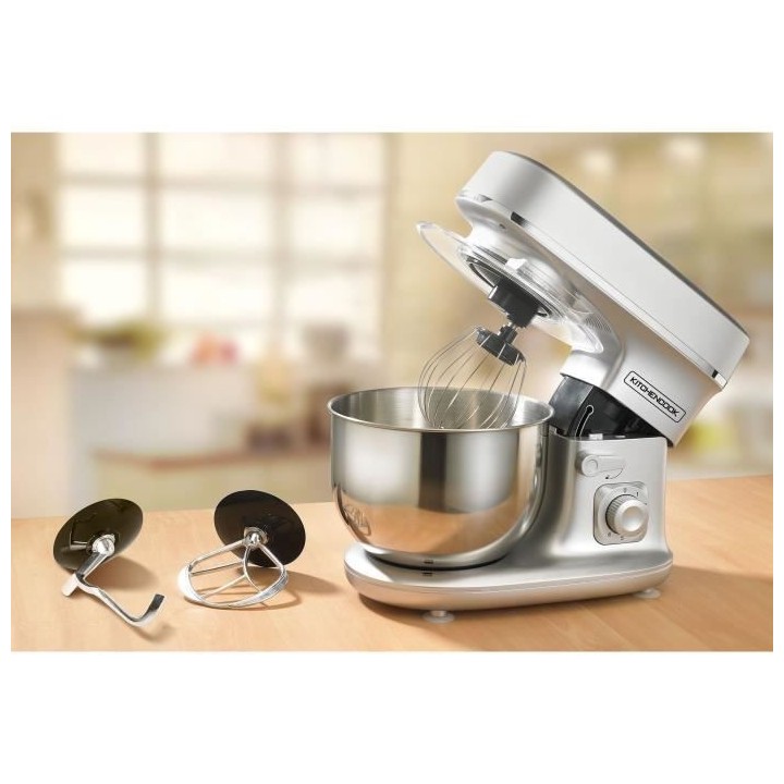 KITCHEN COOK Robot Pétrin Revolve Silver - 1300W - Bol acier inoxydab