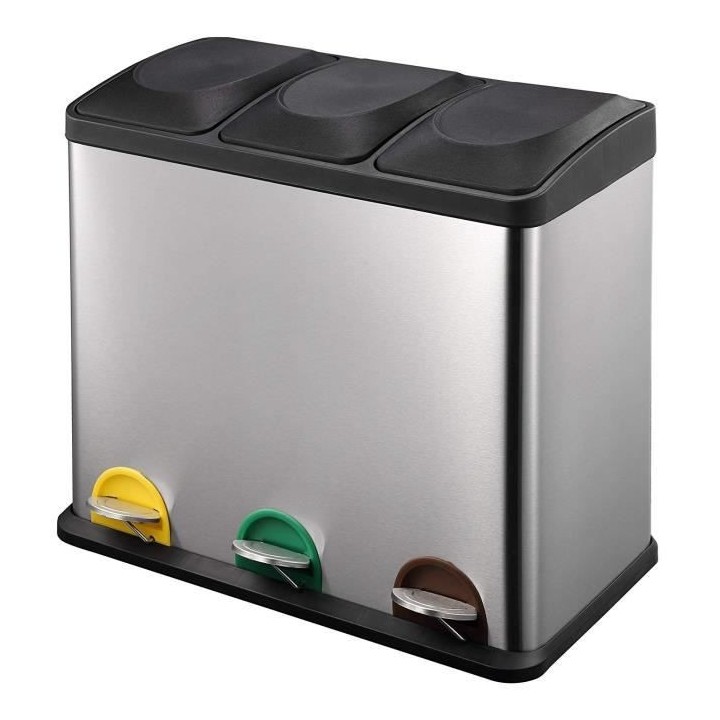 KITCHEN MOVE Zoe Poubelle tri sélectif a pédale - 45 L - Acier inoxy