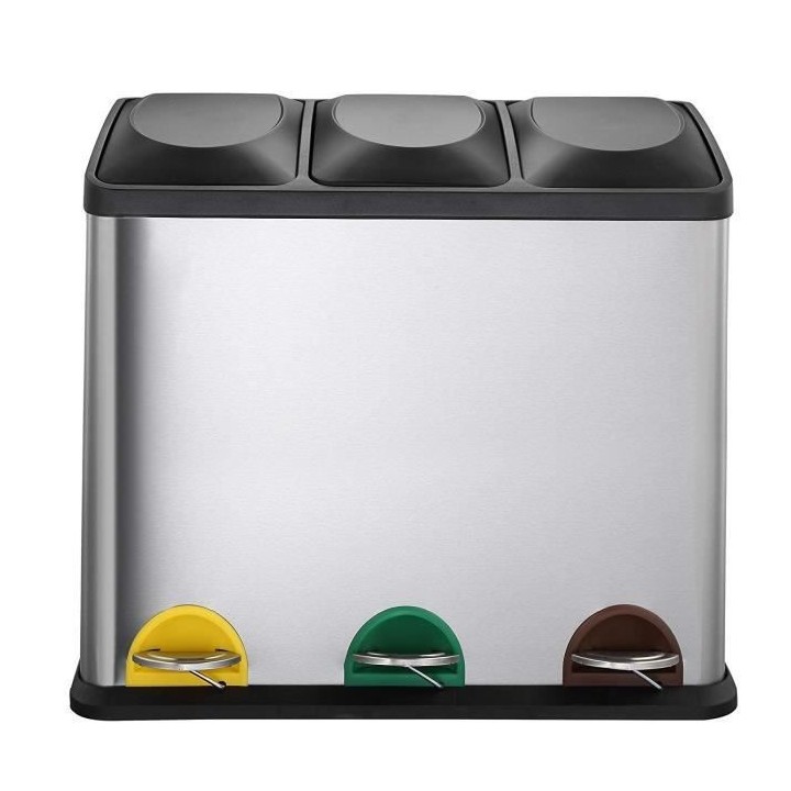 KITCHEN MOVE Zoe Poubelle tri sélectif a pédale - 45 L - Acier inoxy