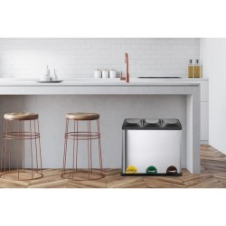 KITCHEN MOVE Zoe Poubelle tri sélectif a pédale - 45 L - Acier inoxydable