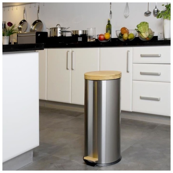 KITCHEN MOVE Poubelle de cuisine a pédale Forest - 30L - Métal mat