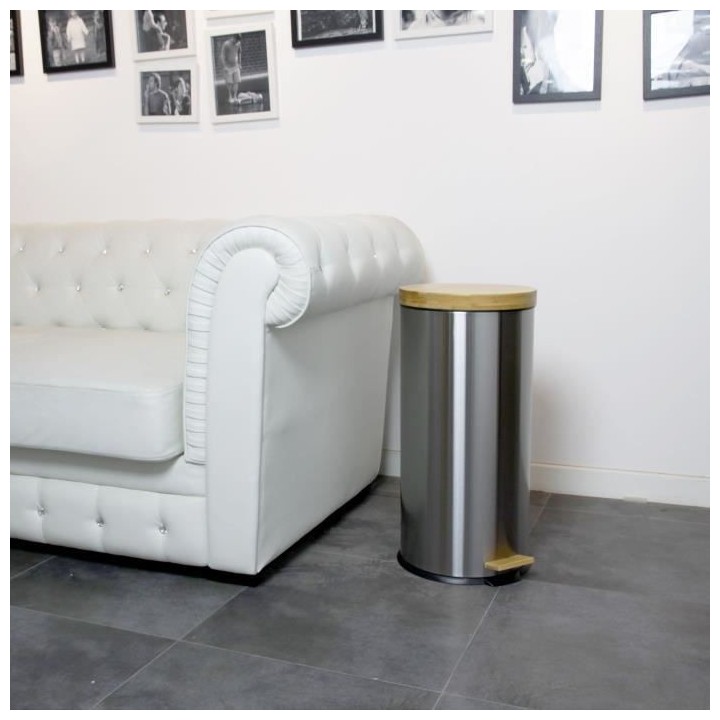 KITCHEN MOVE Poubelle de cuisine a pédale Forest - 30L - Métal mat