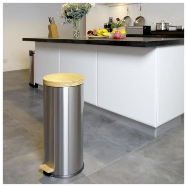 KITCHEN MOVE Poubelle de cuisine a pédale Forest - 30L - Métal mat