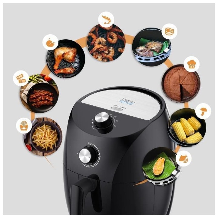 KITCHEN MOVE TORNADO - Friteuse électrique a air Chaud 3.5L - 1400W -