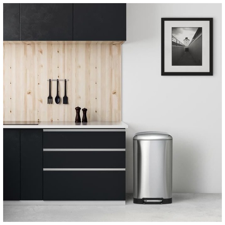 KITCHEN MOVE Poubelle a pédale GREENWICH - 40L - Inox avec seau