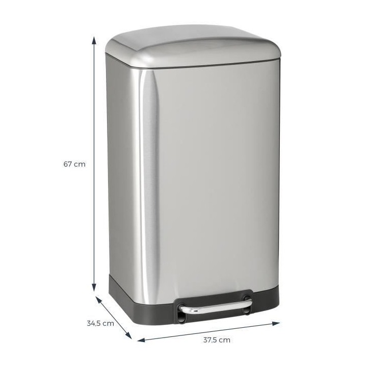 KITCHEN MOVE Poubelle a pédale GREENWICH - 40L - Inox avec seau