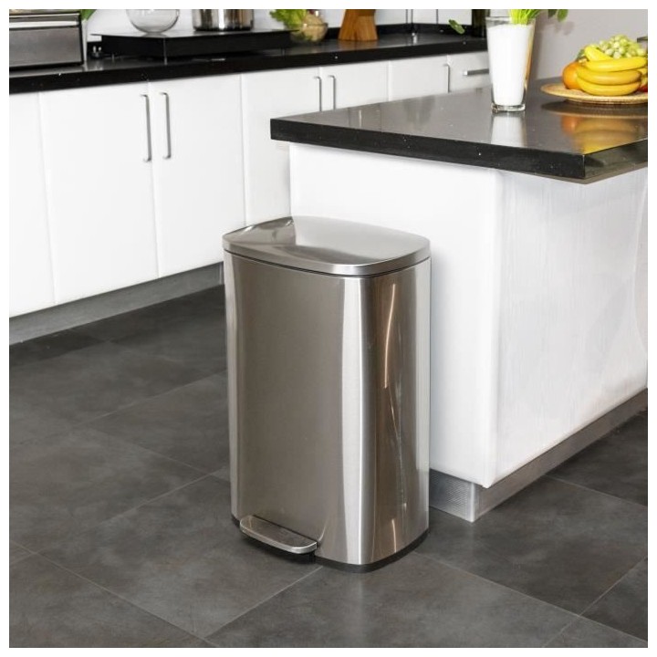 KITCHEN MOVE Poubelle de cuisine a pédale - Inox brossé - 50L - ADMI