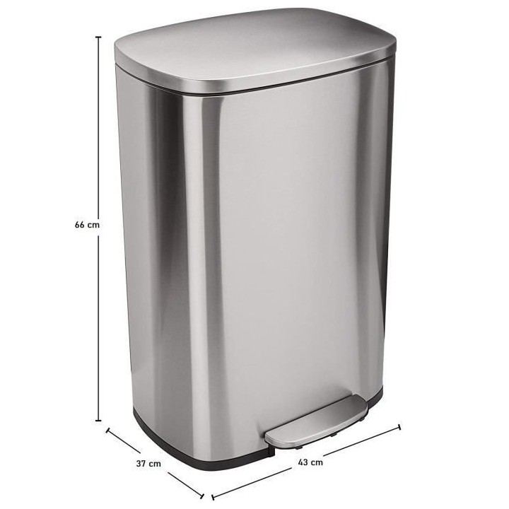 KITCHEN MOVE Poubelle de cuisine a pédale - Inox brossé - 50L - ADMI