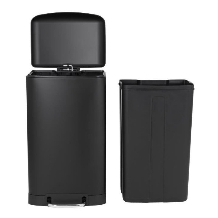 KITCHEN MOVE Poubelle de cuisine a pédale - Acier Noir mat - 40L GREE