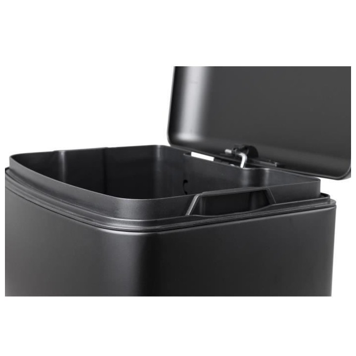 KITCHEN MOVE Poubelle de cuisine a pédale - Acier Noir mat - 40L GREE