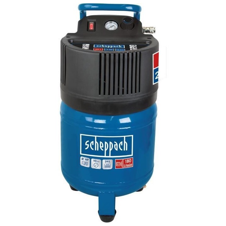 Compresseur d'air vertical Scheppach HC24V - 24L - 1500 W - 10 bars -