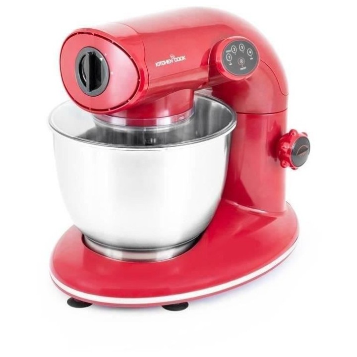 KITCHEN COOK Robot Pétrin AK80 RED V2 - 1000W - Bol Inox 5L pour 2kg
