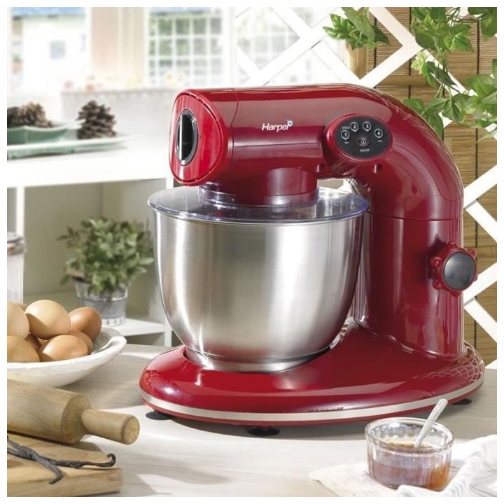 KITCHEN COOK Robot Pétrin AK80 RED V2 - 1000W - Bol Inox 5L pour 2kg