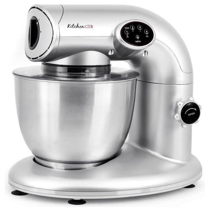 KITCHEN COOK Robot Pétrin AK80 Silver - 1000W - Bol Inox 5L pour 2kg