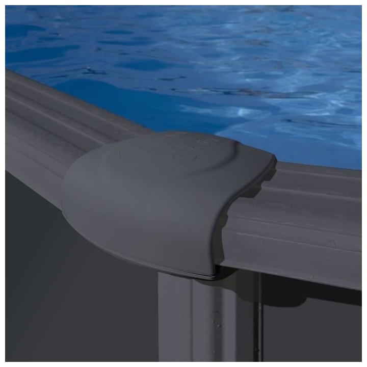 GRE - Kit Piscine hors sol acier grise anthracite ronde - Ø370 x H132