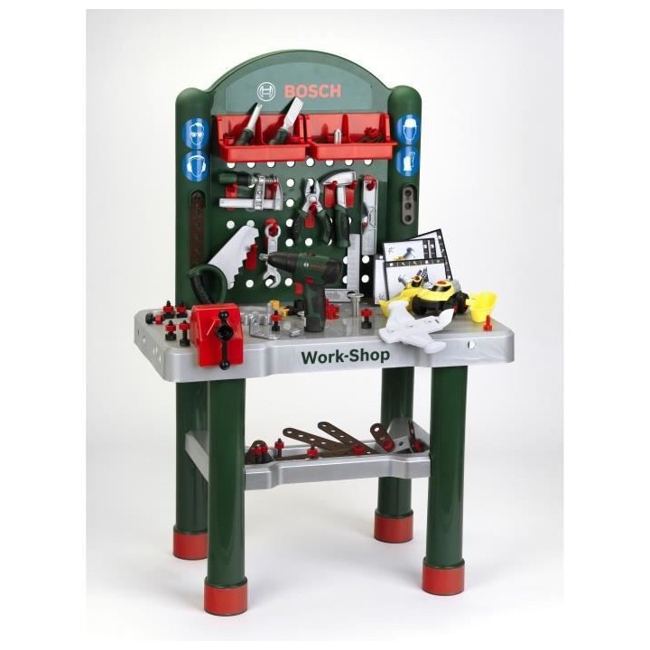 KLEIN - Jouet Établi Bosch Workshop avec visseuse mécanique et véhi