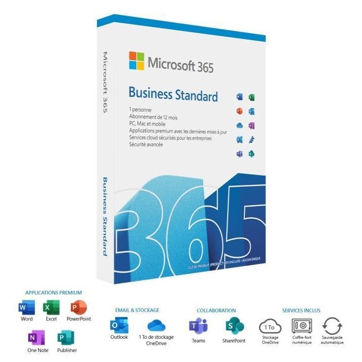 MICROSOFT 365 Business Standard - 1 utilisateur - PC ou Mac - Abonneme