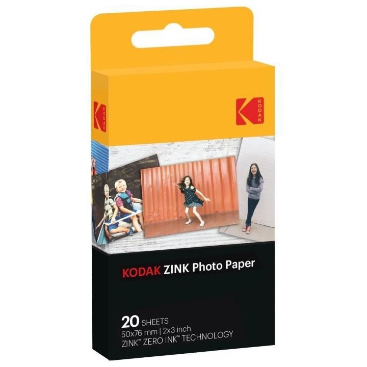 KODAK - Papier ZINK 2 x 3 Pack de 20 feuilles pour appareil PRINTOMATI