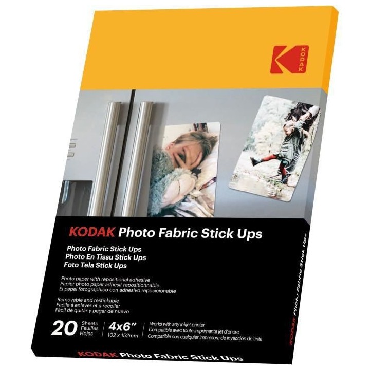 KODAK - 20 feuilles de papier photo adhésif, Format A6 (10x15cm), Imp