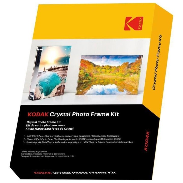 KODAK - Cadre transparent, Format A6 (10x15cm) avec 5 feuilles de papi