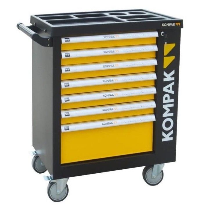 Servante d'atelier PRO 7 tiroirs - 252 Outils - Porte latérale