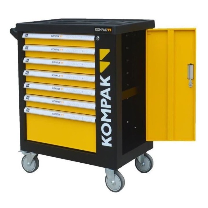 Servante d'atelier PRO 7 tiroirs - 252 Outils - Porte latérale