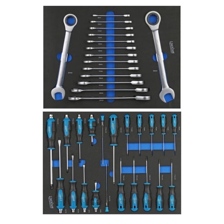 Servante d'atelier PRO 7 tiroirs - 252 Outils - Porte latérale