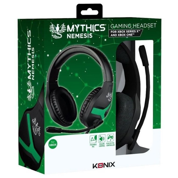 Casque-Micro Gaming - KONIX - Mythics Nemesis - Noir et Vert - Xbox On