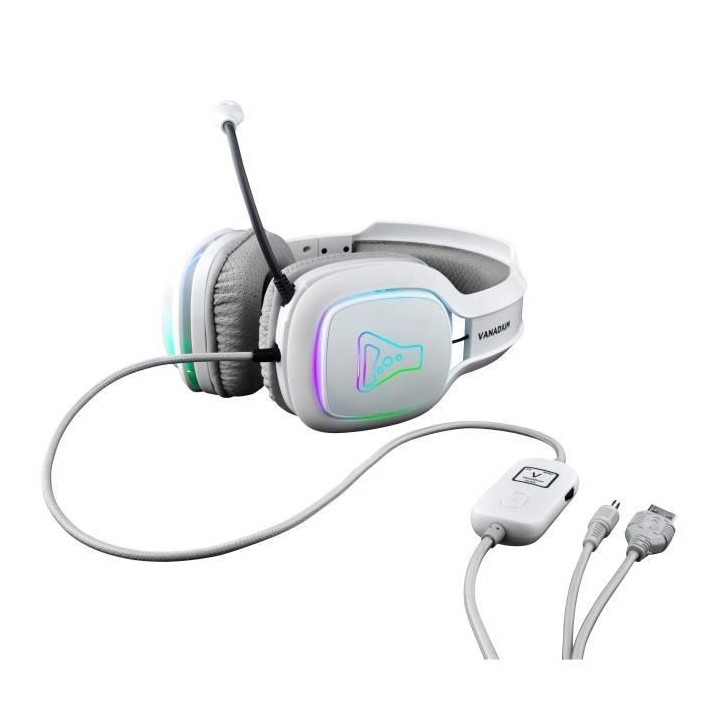 THE G-LAB KORP VANADIUM Casque Gaming RGB BLANC - Compatible PS, PS4,