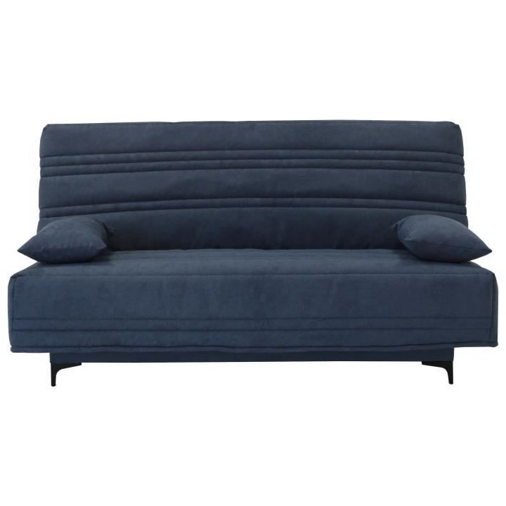 Banquette clic clac 3 places - Tissu bleu - L199 x P96 x 103 cm - KRIS