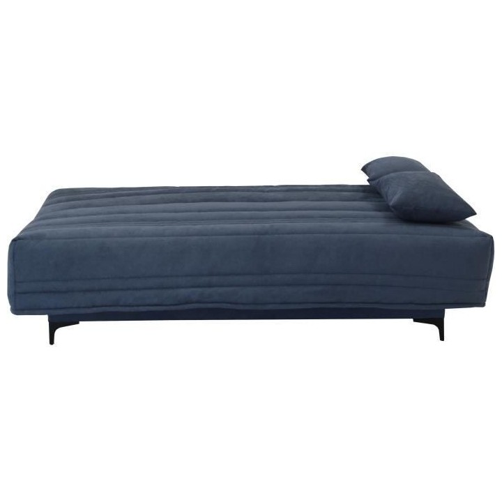 Banquette clic clac 3 places - Tissu bleu - L199 x P96 x 103 cm - KRIS