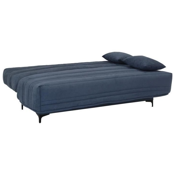 Banquette clic clac 3 places - Tissu bleu - L199 x P96 x 103 cm - KRIS