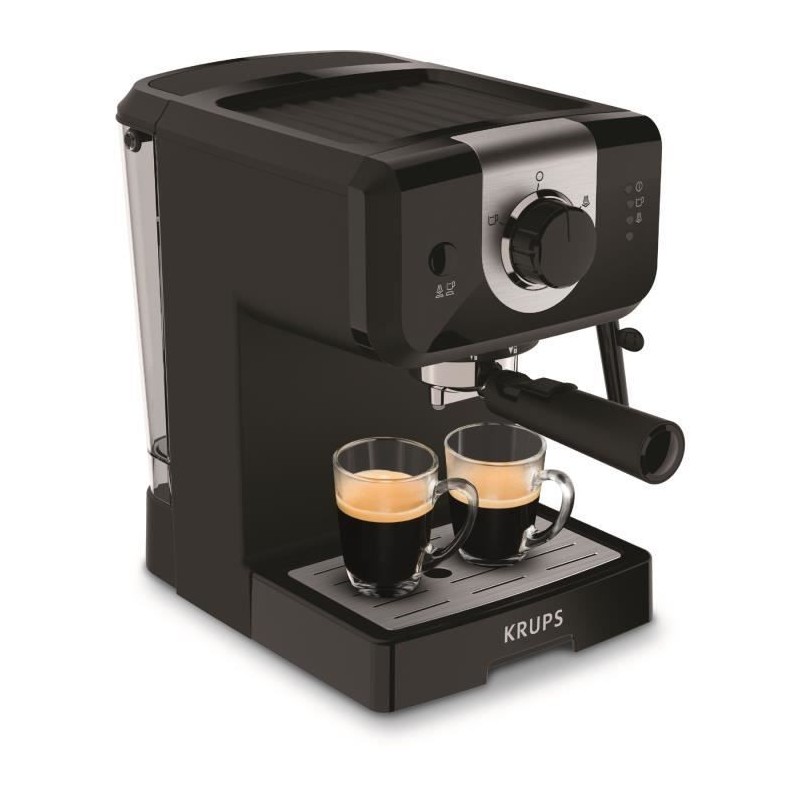 KRUPS XP320810 Opion Machine expresso, 2 tasses, 15 bars, Qualité professionelle, Buse vapeur pour Cappuccinos et eau chaude,