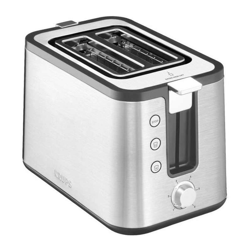 KRUPS KH442D10 Control Line Grille-pain inox, Toaster 2 fentes larges, Remontée extra haute, Fonctions réchauffage et décong