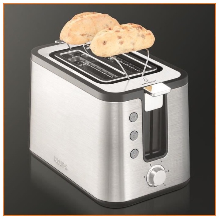 KRUPS KH442D10 Control Line Grille-pain inox, Toaster 2 fentes larges,