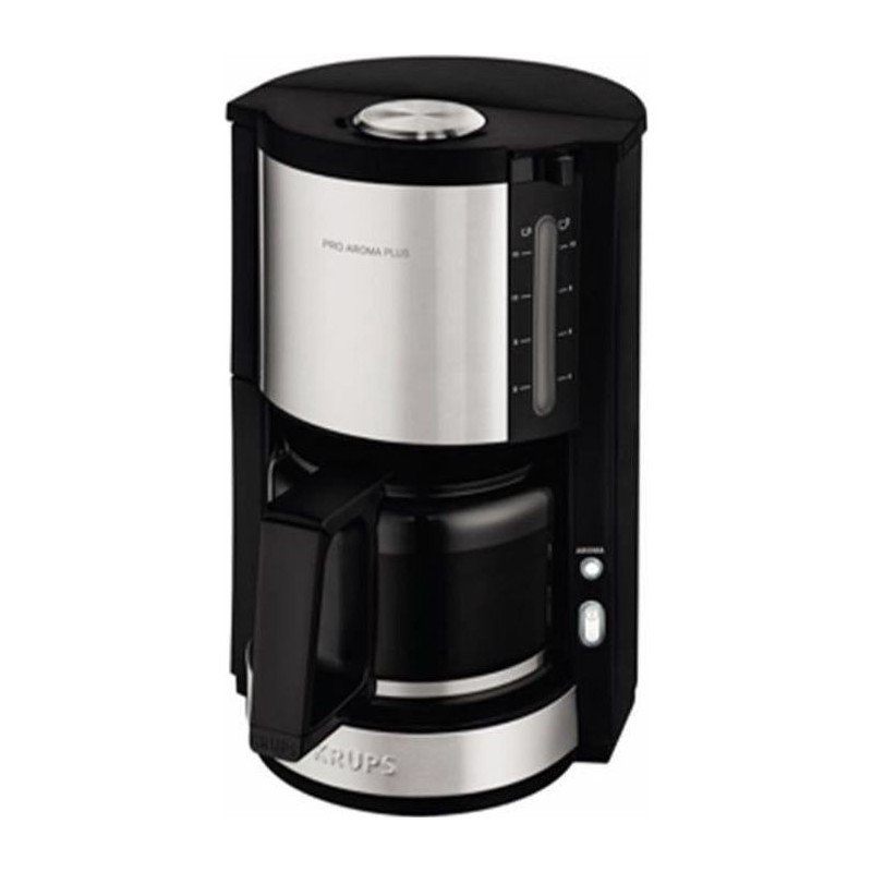 KRUPS KM321010 Pro Aroma Plus Cafetiere filtre électrique, 1,25 L soit 15 tasses, Machine a café, Noir et inox