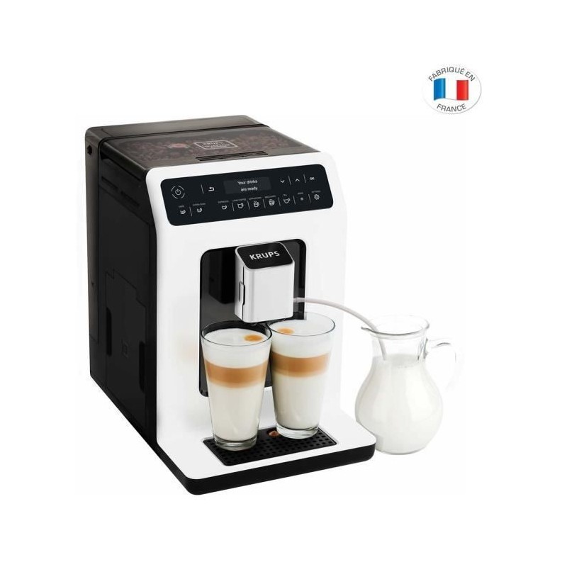 KRUPS EA890110 Evidence - Machine a café a grain - Broyeur grain - Cafetiere Expresso Cappuccino Espresso - 2 tasses