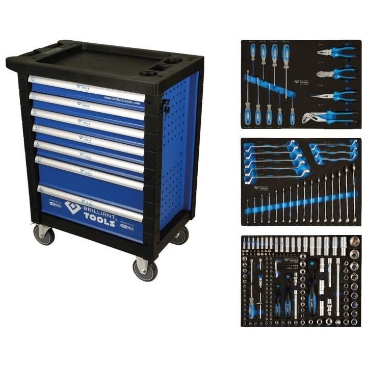 Servante 7 tiroirs avec composition d'outils | 207 pieces - Brilliant