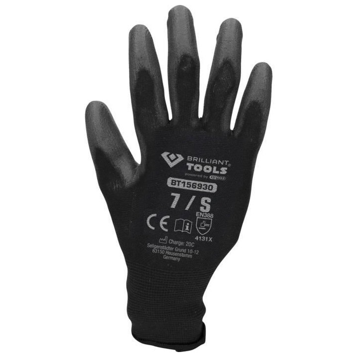 Gants en maille fine, noir, S| 12 paires - Brilliant Tools BT156930