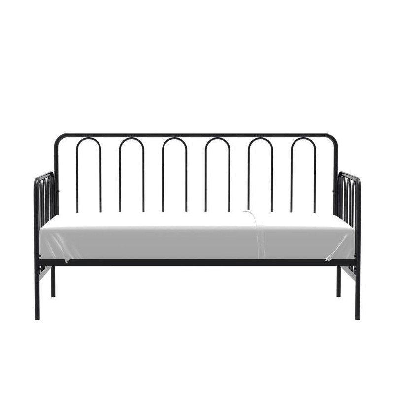 ARCHI Lit banquette métal 90 x 190 cm - Noir - Sommier inclus