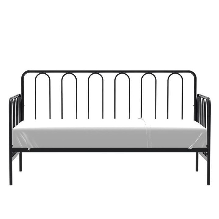 ARCHI Lit banquette métal 90 x 190 cm - Noir - Sommier inclus