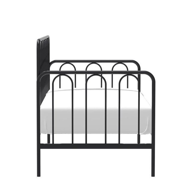 ARCHI Lit banquette métal 90 x 190 cm - Noir - Sommier inclus