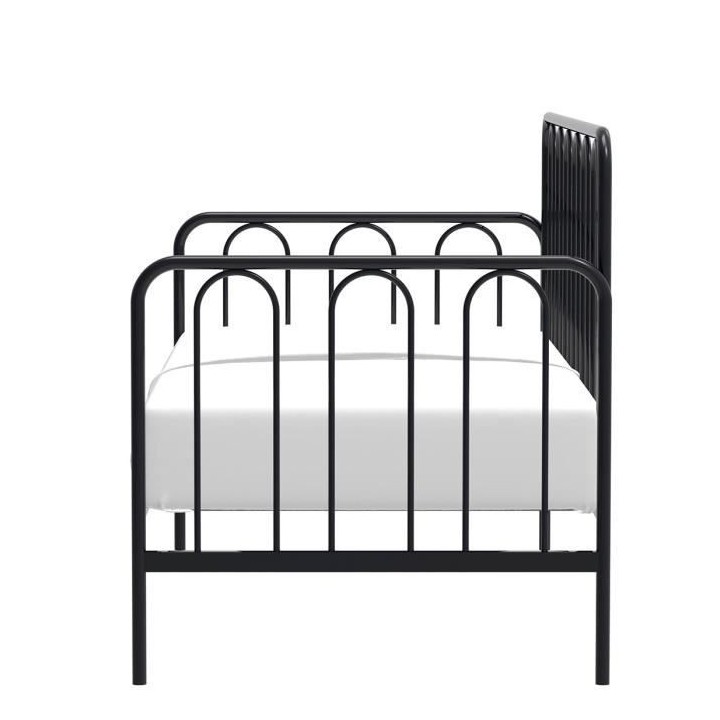 ARCHI Lit banquette métal 90 x 190 cm - Noir - Sommier inclus