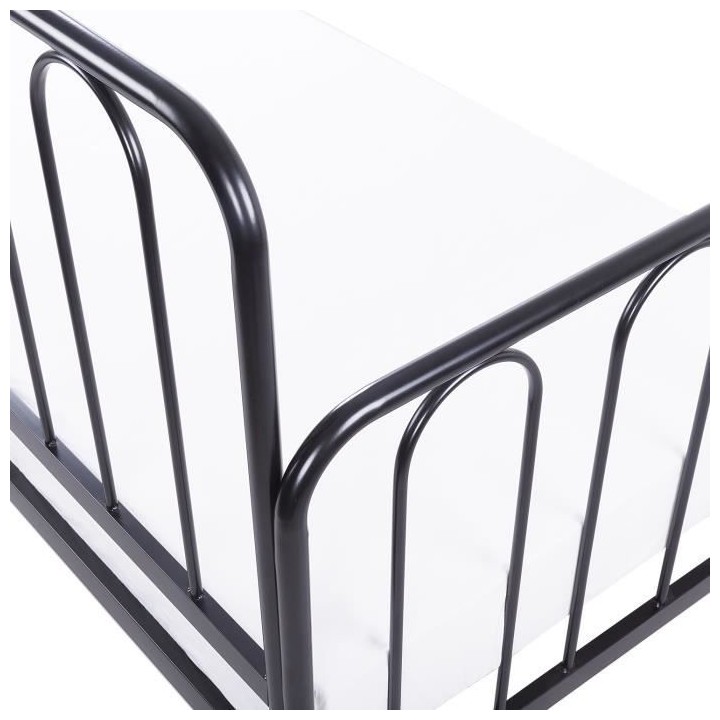 ARCHI Lit banquette métal 90 x 190 cm - Noir - Sommier inclus